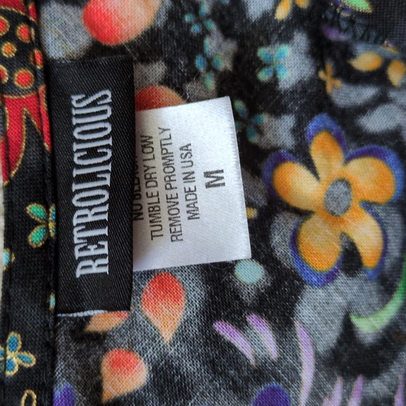 Retrolicious Greta Dress Full Skirt Pockets Black Red Purple Orange Floral - Picture 5 of 13